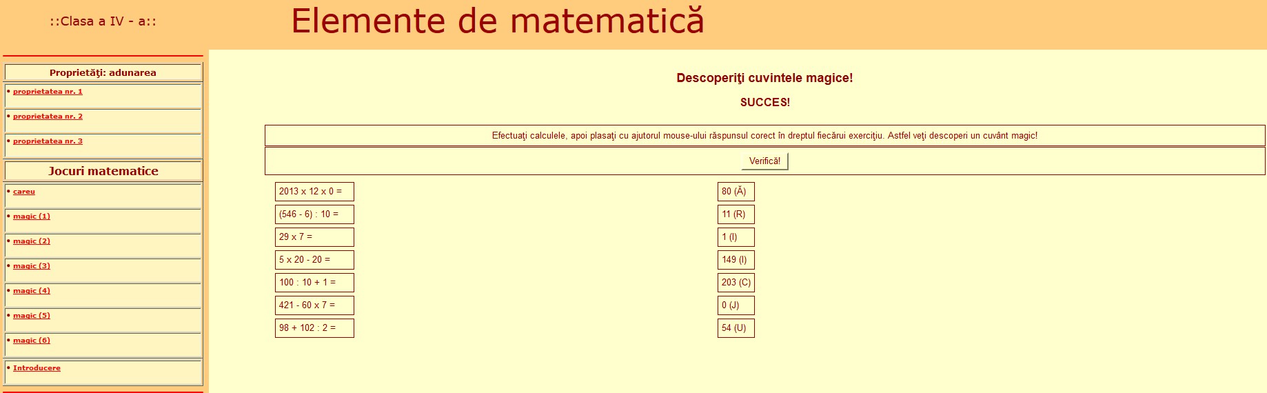 Jocuri matematice clasele IV-V